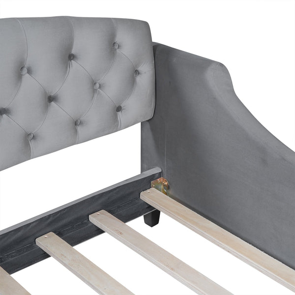 English Elm Modern Luxury Tufted Button Daybed In Gray Velvet - Elegant Twin Sleeper For Stylish Spaces GX001008AAE-1