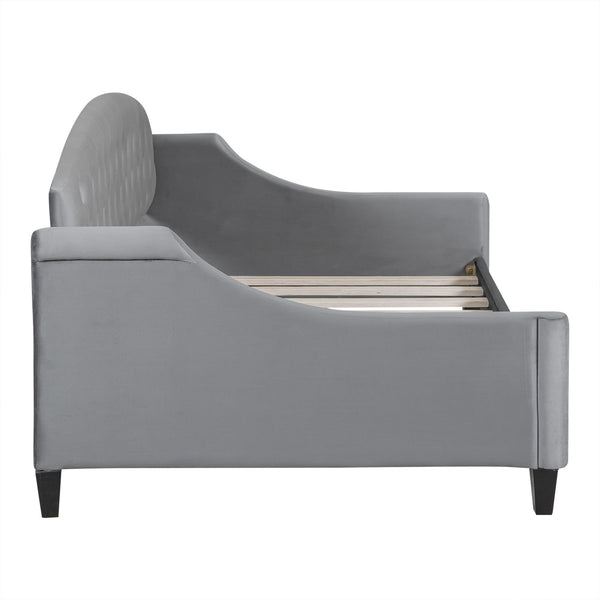 English Elm Modern Luxury Tufted Button Daybed In Gray Velvet - Elegant Twin Sleeper For Stylish Spaces GX001008AAE-1