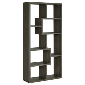 English Elm Weathered Grey 8-Shelf Bookcase with Varied Display Shelves, Modern Sleek Silhouette, 70.75"H Stylish B062P145422
