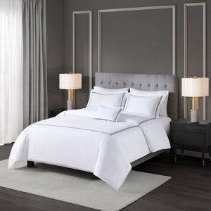 English Elm Full/Queen Luxury 500TC Cotton Sateen Embroidered Comforter Set with Zipper Duvet & Corner Ties White+Navy 12.99 L x 17.52 W x 12.99 H B035129281
