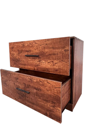 English Elm 2-Drawer Lateral Filing Cabinet for Home Office with Printer Stand, Lockable, Large Capacity Brown W2282140361