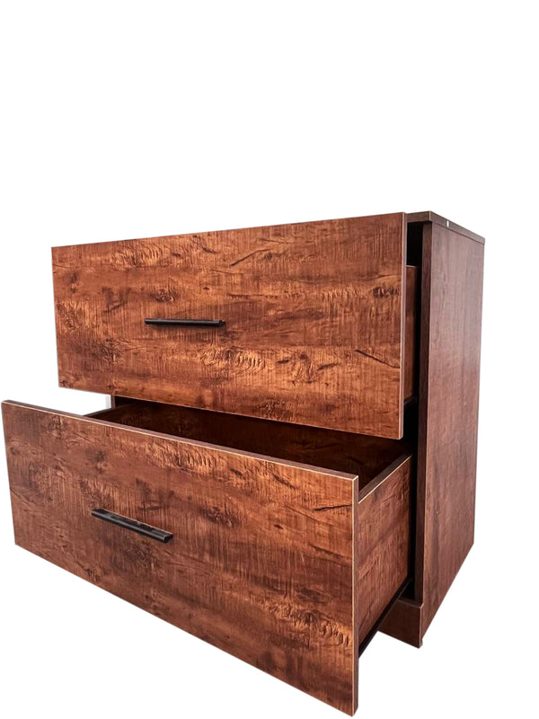 English Elm 2-Drawer Lateral Filing Cabinet for Home Office with Printer Stand, Lockable, Large Capacity Brown W2282140361