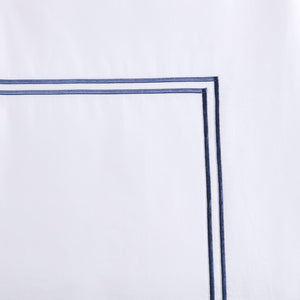 English Elm Full/Queen Luxury 500TC Cotton Sateen Embroidered Comforter Set with Zipper Duvet & Corner Ties White+Navy 12.99 L x 17.52 W x 12.99 H B035129281