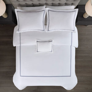 English Elm King/Cal Luxurious 500TC Cotton Sateen Embroidered Comforter Set with Removable Duvet & OEKO-TEX Safety White+Navy 14.96 L x 17.52 W x 14.96 H B035129283