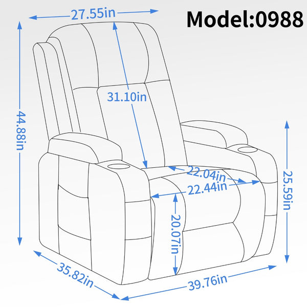 English Elm Infinite Position Power Lift Recliner with Massage Heating and Usb for Elderly Comfort W1803S00030