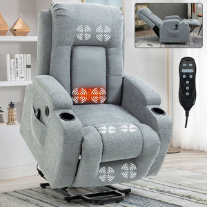 English Elm Infinite Position Power Lift Recliner with Massage Heating and Usb for Elderly Comfort W1803S00030