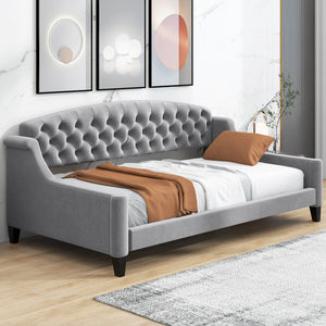 English Elm Modern Luxury Tufted Button Daybed In Gray - Elegant Twin Size With Plush Upholstery & Sturdy Design GX001008AAE