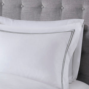 English Elm Full/Queen Luxury 500TC Cotton Sateen Embroidered Comforter Set with Zipper Duvet & Corner Ties Grey+White 12.99 L x 17.52 W x 12.99 H B035129279