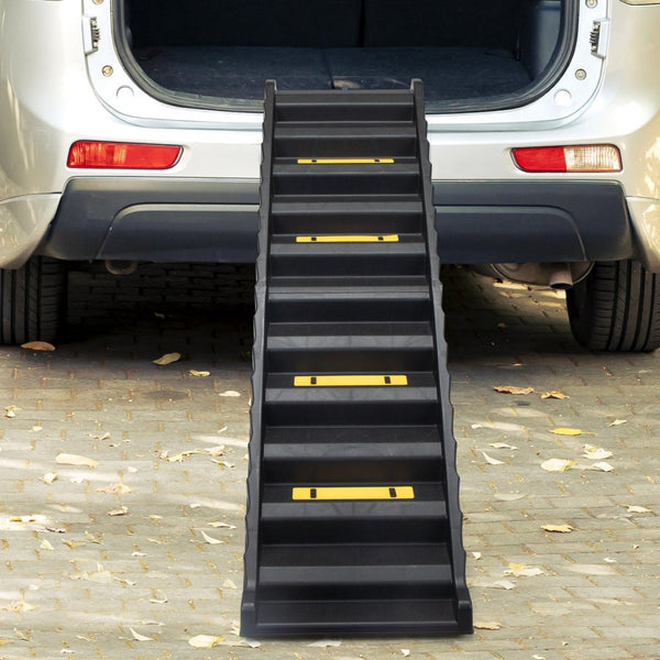 English Elm Folding Pet Stair Ramp with Nonslip Steps for Dogs Cats Suvs Trucks Beds 180 Lb W2181P145848