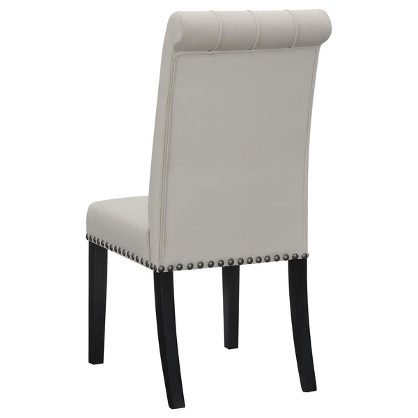English Elm Sand Sand Velvet Tufted Side Chairs (Set of 2) — Rustic Espresso Rubberwood Frame, Button Tufting & Matte Gunmetal Nailhead Trim, Comfortable Foam Seat, Curved Back Legs, Elegant Dining Accent, 41.5" High B062P145440
