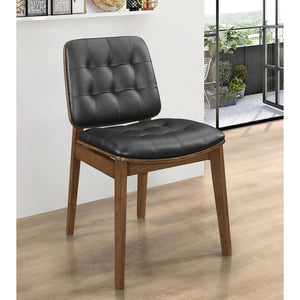 English Elm Black Tufted Back Side Chairs - Set Of 2, Midcentury Style With Natural Walnut Finish & Comfort B062P145448