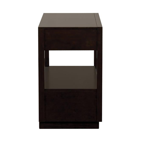 English Elm Smoked Peppercorn Two-Drawer Nightstand with Gold Trim, USB Ports, Felt Lined Drawers, Shelf B062P145477