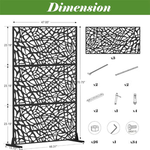English Elm Metal Privacy Screens - Stylish Freestanding Garden & Room Dividers For Indoor/Outdoor Spaces, Easy Setup W1859P145760