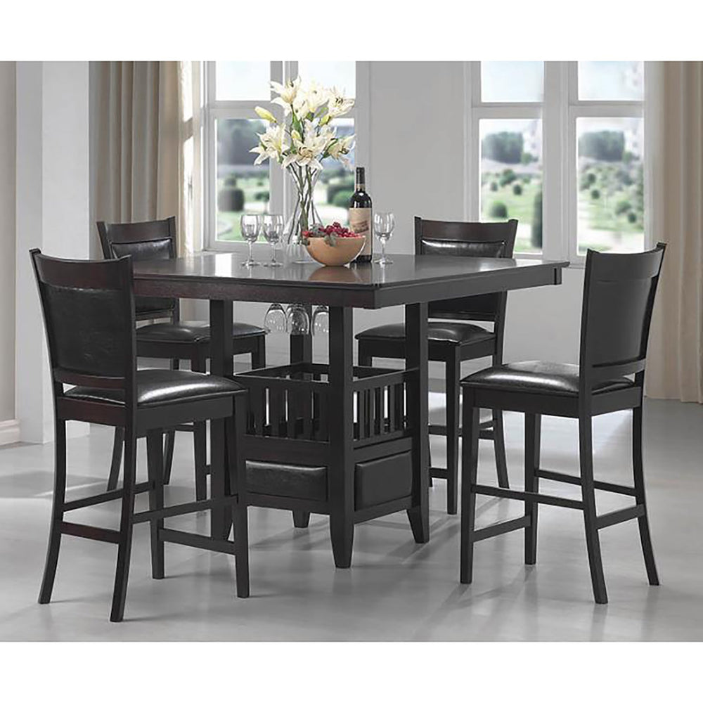 English Elm Black Black and Espresso Upholstered Counter Height Stools Set of 2 – Modern Leatherette Seats, 300 lb Capacity, Espresso Finish B062P145485