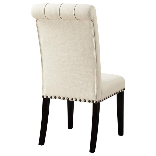 English Elm Beige Tufted Side Chairs Set of 2 — Button-Tufted Linen Dining Chairs with Nailhead Trim & Rustic Espresso Legs B062P145442