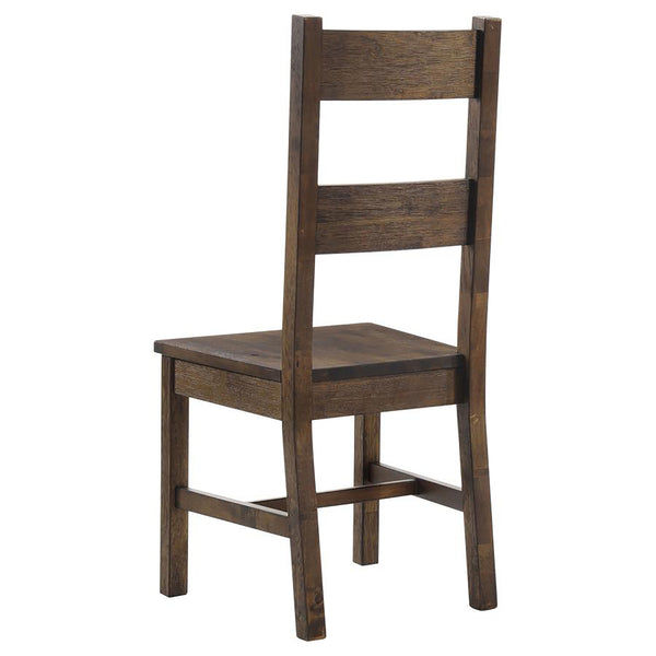 English Elm Rustic Golden Brown Ladder Back Dining Chairs Set of 2 — Sturdy Asian Hardwood, Classic Farmhouse Charm B062P145492