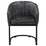 English Elm Anthracite and Matte Black Barrel Dining Chair