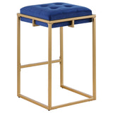 English Elm Blue and Gold Square Counter Height Stools (Set Of 2)