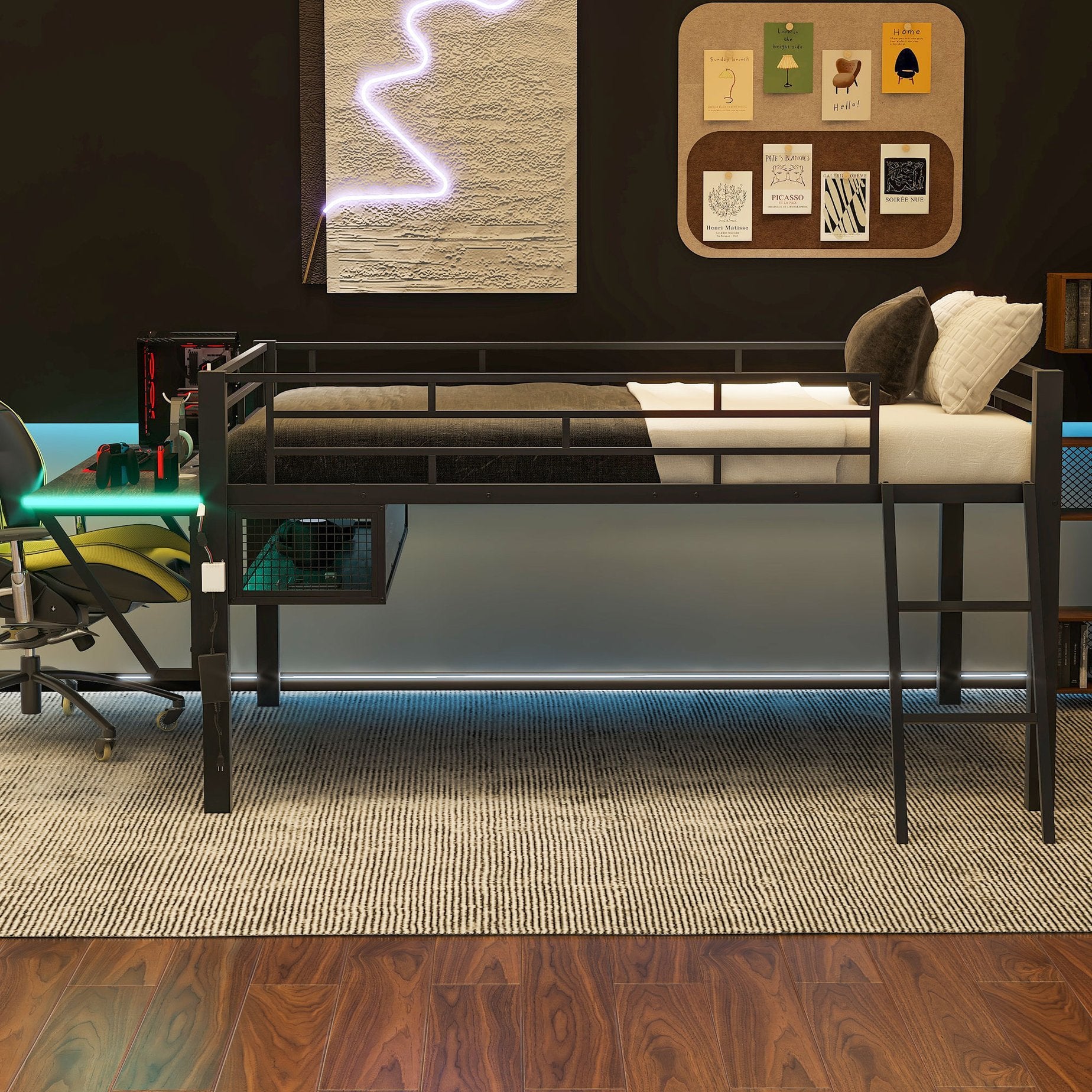 English Elm Gaming Mid Loft Bed - Thumbnail 3
