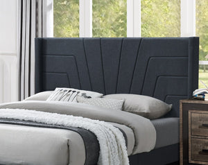 English Elm Charcoal Burlap Upholstered Eastern King Platform Bed Geometric Tufted Headboard B011P418650