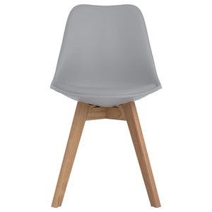 English Elm Grey Swedish Modern Padded Side Chairs Set of 2 with Leatherette Wrap and Solid Oak Splayed Legs, Cozy B062P145597