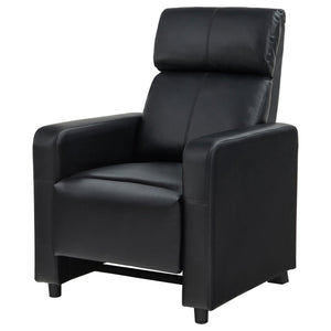 English Elm Black Upholstered Push-Back Recliner with Bonded Leather, Thin Track Arms & Theater-Style Comfort, Manual Recline B062P145564