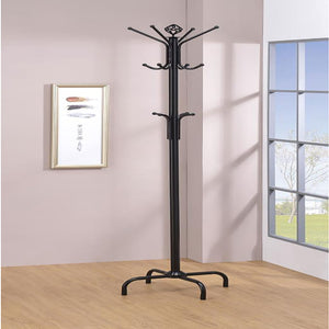 English Elm Black Spider Metal Coat Rack with Shiny Black Finish, 73" Tall Three-Tier Hooks for Entryway Storage and Hats B062P145490