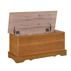 English Elm Honey Lonergan Cedar Chest with Scalloped Base & Floral Motif, Spacious Wool Storage, Warm Finish B062P145563