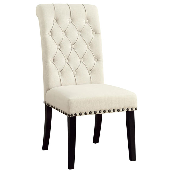 English Elm Beige Tufted Side Chairs Set of 2 — Button-Tufted Linen Dining Chairs with Nailhead Trim & Rustic Espresso Legs B062P145442