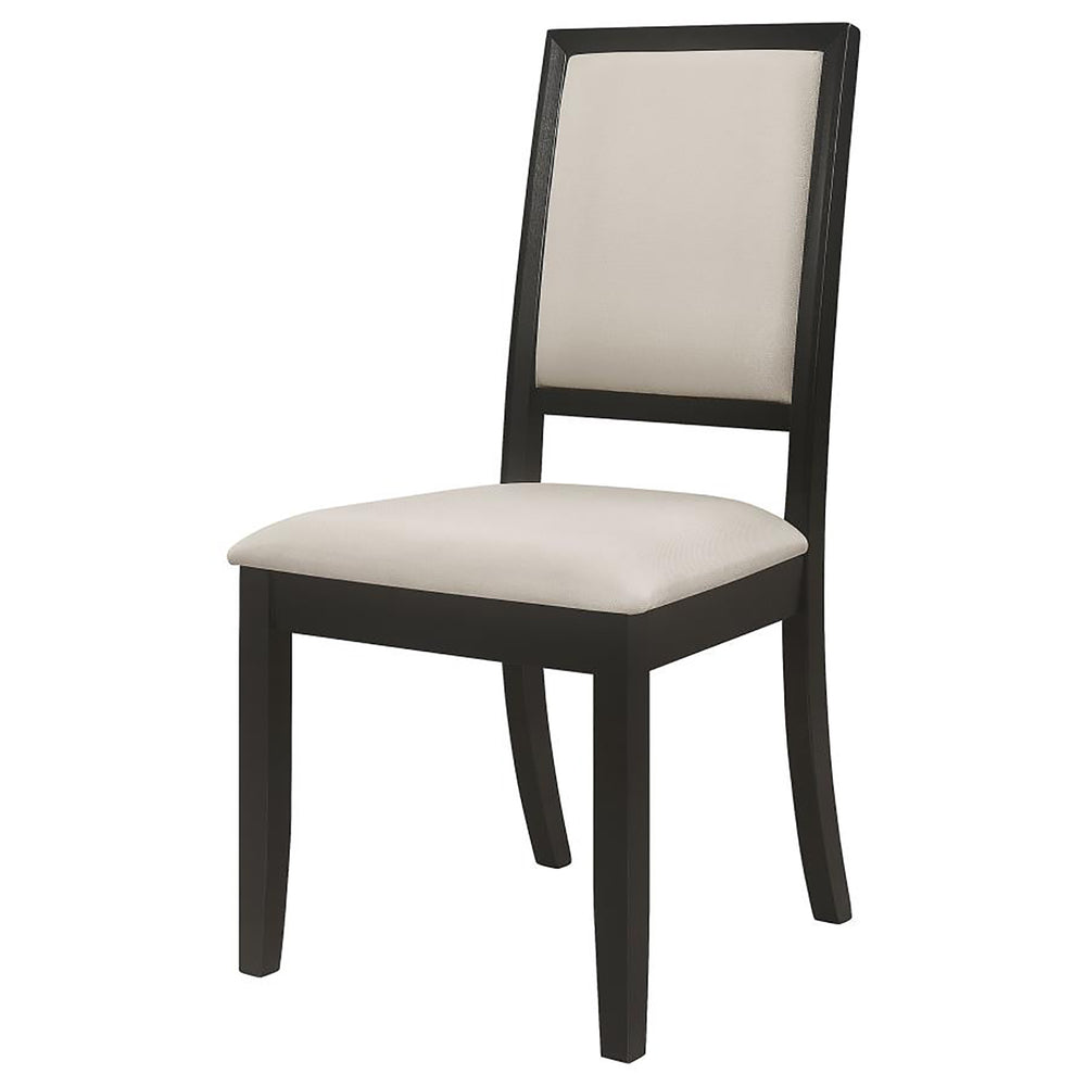 English Elm Cream Transitional Upholstered Side Chairs Set of 2 — Distressed Black Ash Frame, Cream Chenille Comfort, 300lb Limit B062P145454