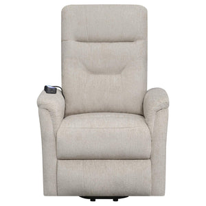 English Elm Beige Power Lift Recliner Chair with Memory Foam, Plush Chenille Upholstery, Storage Pocket & 375lb Capacity B062P145449