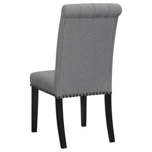 English Elm Grey Rustic Espresso Tufted Side Chairs Set of 2 — Grey Fabric Dining Chairs with Button Tufting, Nailhead Trim and Curved Legs B062P145439