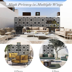 English Elm Metal Decorative Privacy Screens - Freestanding Sunflower Design For Garden, Patio & Indoor Spaces W1859P145845