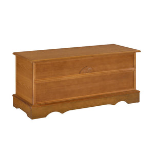 English Elm Honey Lonergan Cedar Chest with Scalloped Base & Floral Motif, Spacious Wool Storage, Warm Finish B062P145563