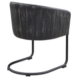 English Elm Anthracite and Matte Black Barrel Dining Chair