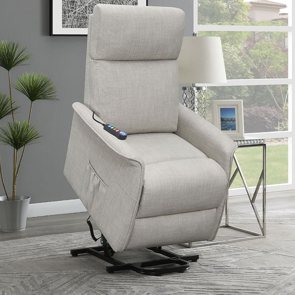 English Elm Beige Power Lift Recliner Chair with Memory Foam & Pocket Coil Seat, Wired Remote, 300 lb Capacity Functional Comfort for Living Room Relaxation B062P145469
