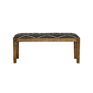 English Elm Black Mariah Upholstered Mango Wood Bench with Boho Black & White Cotton Seat, Rustic Entryway Charm B062P145573