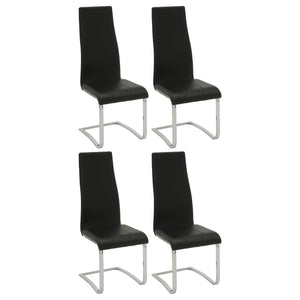 English Elm Black High Back Side Chairs Set of 4 with Chrome Frame, Bonded Leather Seats, Padded Comfort, Modern Dining Upgrade B062P145438
