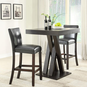 English Elm Cappuccino Double X Base Square Bar Table — Modern 42" High Cappuccino Pub Table, Engineered Veneer Stylish Design B062P145581