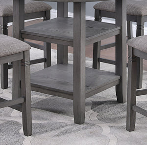 English Elm Counter Counter Height Dining Set with Oak Veneer Round Table, Padded Curve-Back Chairs & Storage Gray 48 L x 48 W x 16 H B011P145834