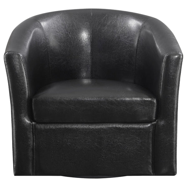 English Elm Dark Tournefeuille Faux Leather Swivel Armchair in Brown — Barrel-Back Comfort, Luxury Upholstery & 330lb Capacity B062P145568
