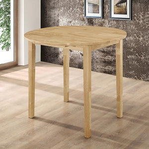 English Elm Natural 3-Piece Drop-Leaf Dining Set in Tan Upholstery — Compact Asian Tropical Wood Bistro Charm B062P145452