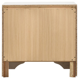 English Elm White Glam Nightstand with 2 Drawers, Hidden Felt-Lined Jewelry Tray, Crystal Pulls & Metallic Finish B062P145596
