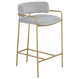 Modern Grey Velvet Upholstered Stool with Gold Frame - Retro-Chic Design, Plush Comfort, 19.75 x 19.50 x 32.50