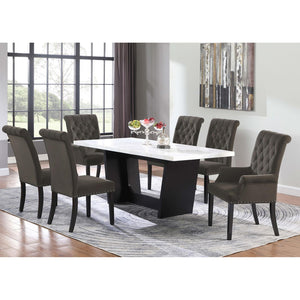 English Elm Brown Velvet Tufted Side Chairs (Set of 2) Rustic Espresso Rubberwood Frame, Button Tufting & Nailhead Trim B062P145441