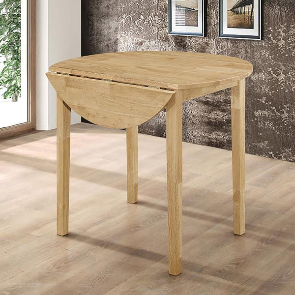 English Elm Natural 3-Piece Drop-Leaf Dining Set in Tan Upholstery — Compact Asian Tropical Wood Bistro Charm B062P145452