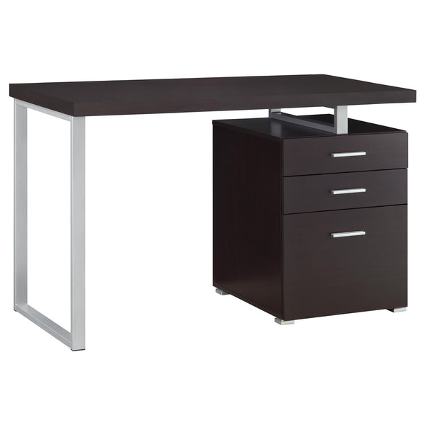 English Elm Cappuccino Modular 3-Drawer Reversible Office Desk with Metal Legs, Euro Glides & Ample Storage B062P145586