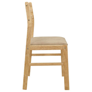 English Elm Natural 3-Piece Drop-Leaf Dining Set in Tan Upholstery — Compact Asian Tropical Wood Bistro Charm B062P145452