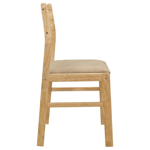 English Elm Natural 3-Piece Drop-Leaf Dining Set in Tan Upholstery — Compact Asian Tropical Wood Bistro Charm B062P145452