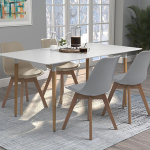 English Elm Grey Swedish Modern Padded Side Chairs Set of 2 with Leatherette Wrap and Solid Oak Splayed Legs, Cozy B062P145597